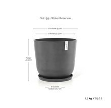 Oslo 55 Pflanzgefäß mit Wasserreservoir, Abmessungen und Gewicht