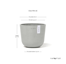 EcoPots Oslo Mini 16 Pflanztopf mit Maßangaben