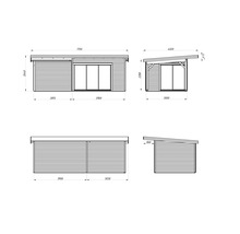 Gartenhaus Palmako Andrea 11,2+7,9 m² Schiebetür Isolierglas inkl. Fußboden 715 x 402 cm natur