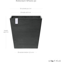 Rotterdam Wheels 50 Pflanzkübel mit Maßangaben