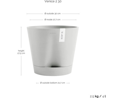 Venice 2 30 Pflanztopf mit den Abmessungen