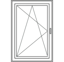 Illustration eines Fensters mit Griff und Sprossen