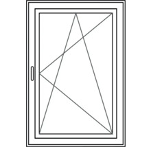 Fenster mit Fenstergriff und Fensterstreben