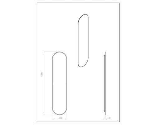Technische Zeichnung eines Handtuchwärmers mit Maßen
