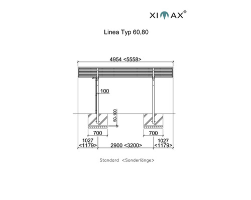 Ximax Linea Typ 60,80 Maßzeichnung