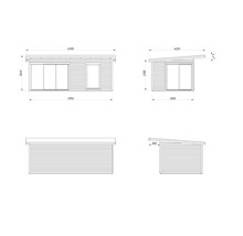 Gartenhaus Palmako Andrea 17,1 m² Schiebetür Isolierglas inkl. Fußboden 639 x 402 cm tauchgrundiert