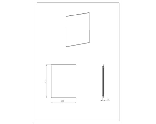Technische Zeichnung eines Duschrahmens, 800 x 600 mm
