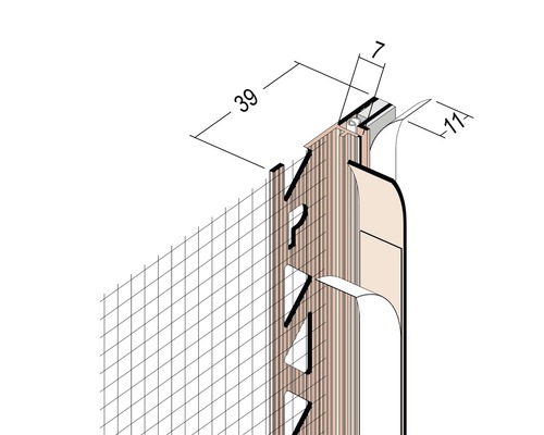 Zeichnung eines Kantenprofils mit Maßangaben