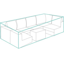 Skizze einer modularen Wohnlandschaft mit Couchtisch
