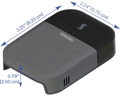 Sensibo Klimaanlagensteuerung mit den Maßen 8,25 cm Breite, 5,70 cm Tiefe und 2,00 cm Höhe