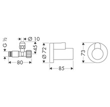 hansgrohe Eckventil mit Schuber brushed nickel gebürstet 13954820