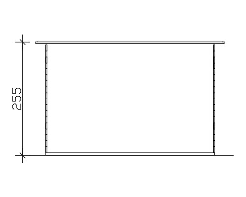 Schemazeichnung eines Regalsystems mit Höhenangabe 255