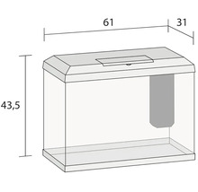 Illustration eines Aquariums mit Größenangaben.
