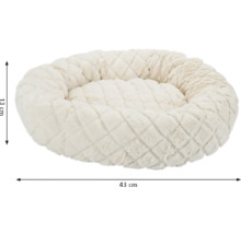 Ovales Tierbett aus Plüsch mit den Maßen 43 mal 13 cm