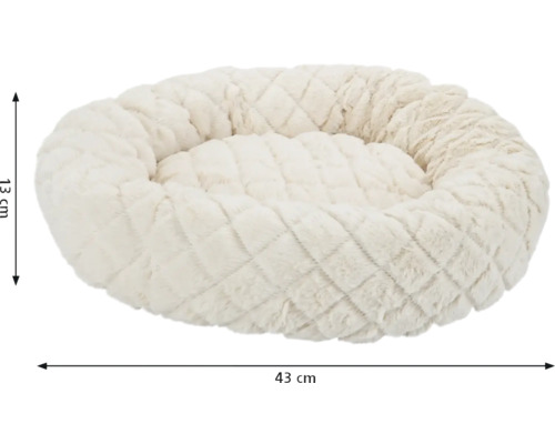 Ovales Tierbett aus Plüsch mit den Maßen 43 mal 13 cm