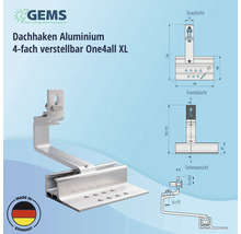 Dachhaken für PV-Module One4all 4-fach verstellbar auf Schrägdach/Ziegeldach Aluminium 160 mm-thumb-5