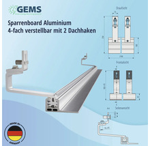 Sparrenboard für PV-Module One4all XL 4-fach verstellbar mit 2 Dachhaken auf Schrägdach/Ziegeldach Aluminium 2100 mm-thumb-3