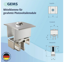 Mittelklemme für gerahmte PV-Module mit Rahmenhöhe 27-37 mm Aluminium natur-thumb-3