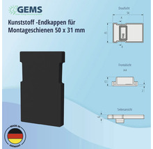 Endkappe für Montageschiene von PV-Modulen 50x31 mm Kunststoff schwarz-thumb-4