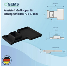 Endkappe für Montageschiene von PV-Modulen 70x37 mm Kunststoff schwarz-thumb-4