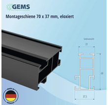 Montageschiene für PV-Module Aluminium schwarz eloxiert 70x37 mm Länge 1200 mm-thumb-7