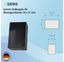 Endkappe für Montageschiene von PV-Modulen 50x31 mm Gummi schwarz-thumb-2