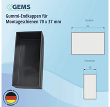 Endkappe für Montageschiene von PV-Modulen 70x37 mm Gummi schwarz-thumb-2