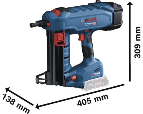 Bosch Akku-Nagelgerät mit Abmessungen