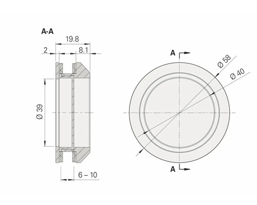 Technische Zeichnung eines Dichtrings mit Maßangaben