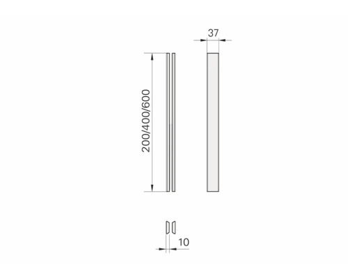 Technische Zeichnung eines Paneels mit Maßangaben