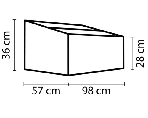 Technische Zeichnung einer Box mit Maßangaben