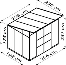 Gewächshaus Vitavia Playa 5900 Einscheibensicherheitsglas/ Hohlkammerplatten 258x229,4 cm Aluminium