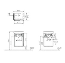 Badmöbelset VitrA Sento links BxHxT 50 x 68,5 x 37,5 cm Frontfarbe fjordgrün eiche hell mit Waschtisch Keramik weiß 65868