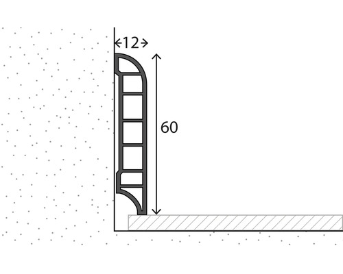 Schema einer Sockelleiste mit den Maßen 12 und 60.