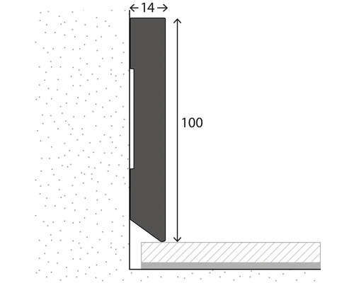 Abbildung eines Sockels mit den Maßen 14 mal 100 Millimeter.