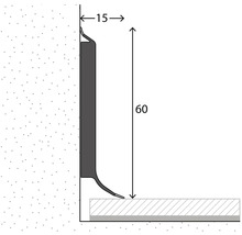 Abbildung einer Sockelleiste mit den Maßen 15 mal 60 Millimeter