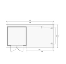 Gartenhaus Karibu Noorvik 5 inkl. Anbaudach 4 m, Rück- und Seitenwand 714 x 333 cm natur