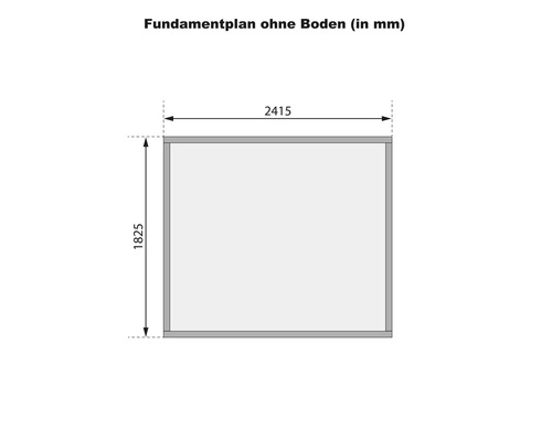 Grundriss ohne Boden mit Maßangaben in Millimeter