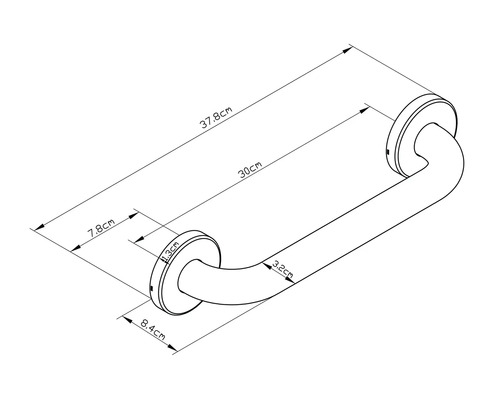 Technische Zeichnung eines Haltegriffs mit Maßangaben