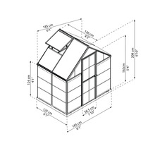 Abbildung mit Maßangaben eines Gewächshauses