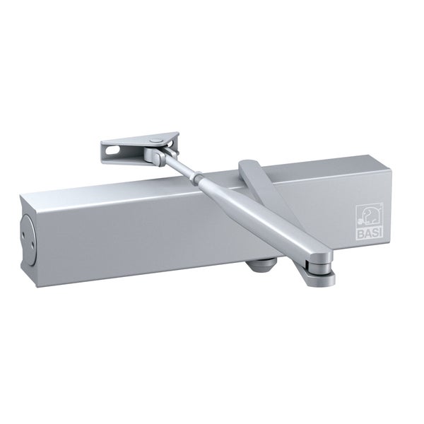 BASI Türschließer TS 200 mit Standardgestänge Für einflügelige Türen bis 1250 mm DIN Rechts/Links verwendbar Schließkraft nach EN 1154 (EN 2/4/5) Silber