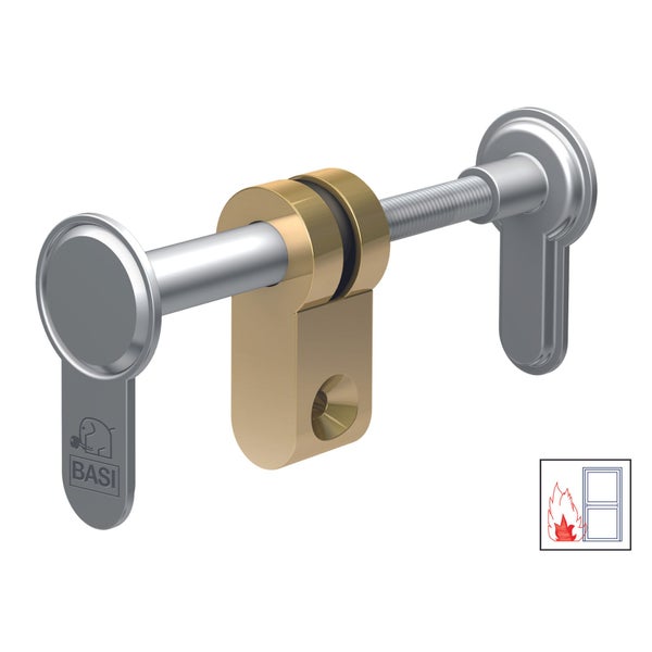 BASI Blindzylinder Variabel BZV 100 FS Individuell einstellbar Einstellbereich 45 - 95 mm Matt vernickelt Für FH-Türen bis T90 geeignet (MPA-Nr. 12003727) Befestigungsschraube inklusive Silber/Gold