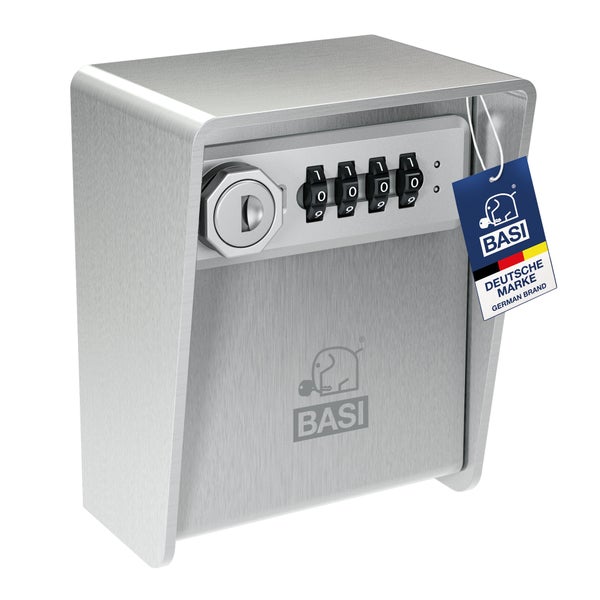 BASI Schlüsselsafe aus Metall mit Zahlencode und Zylinderschloss