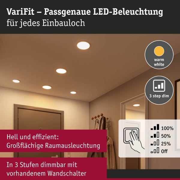 VariFit LED Einbaupanel 3-Step-Dim Areo IP44 rund 230mm 16W 1400lm 3000K Weiß dimmbar