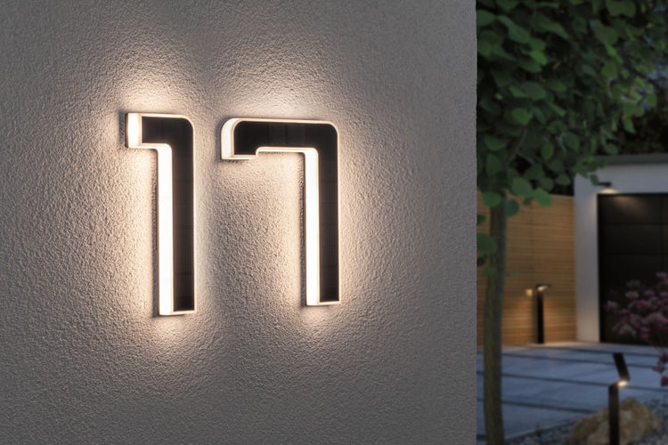 Set Solar LED Hausnummernleuchte inkl. wechselbarer Akku Nummer 17 3000K 2x6lm 2x0,2W Schwarz