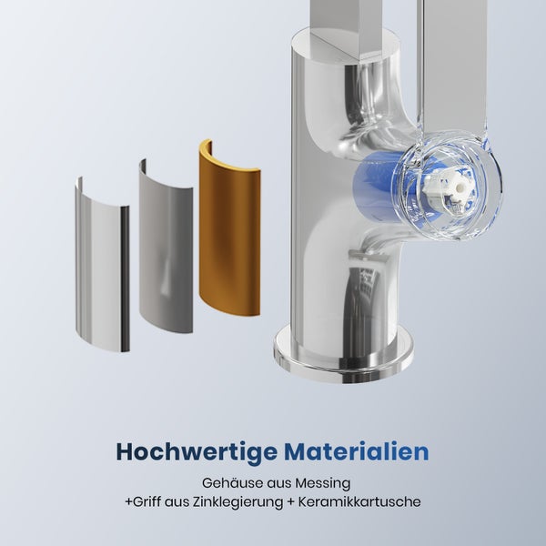 Armatur mit Gehäuse aus Messing, Griff aus Zinklegierung und Keramikkartusche