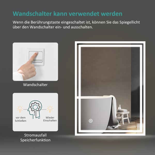 Bedienung eines Spiegels mit einem Wandschalter und Speicherfunktion