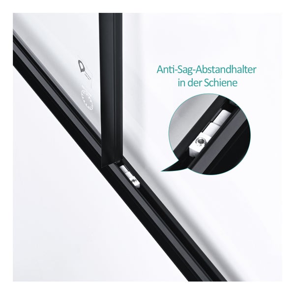 EMKE Duschkabine 90 x 90 cm Schiebetür mit  Rollen, 5 mm ESG-Sicherheitsglas, Mattschwarz, Schnellmontage, Höhe: 190 cm
