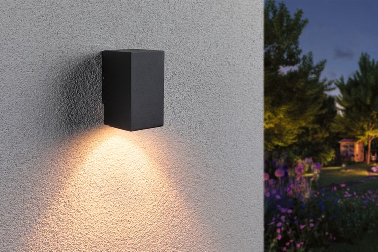 LED Wandleuchte Flame insektenfreundlich IP44 eckig 58x103mm 2200K 4W 265lm 230V 75° Anthrazit Metall