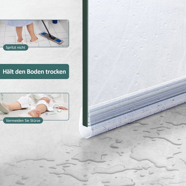 Transparente Duschdichtleiste für Glastüren, schützt den Badezimmerboden vor Spritzwasser und hält ihn trocken.